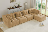 CORDELIA 151" 4-Seater High Armrest Sofa with 1 Ottoman
