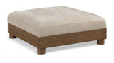 Turin - Chenille Fabric Upholstered Modular Ottoman - Taupe / Brown Walnut