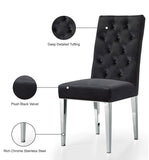 Juno Contemporary Dining Chair Set of 2 - Plush Upholstery with Stylish Chrome Base for Elegance