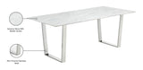 Carlton Contemporary Dining Table with Chrome Steel Base & Durable Marble Veneer Top, 78" W
