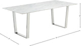 Carlton Contemporary Dining Table with Chrome Steel Base & Durable Marble Veneer Top, 78" W