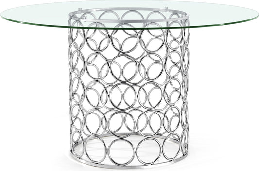 Opal Glass Contemporary Dining Table – Modern Geometric Design with Durable Metal and Elegant Finish
