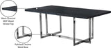 Elle Chrome Dining Table - Modern Black Charcoal MDF Top, Stylish 2" Thick Design for Dining Elegance