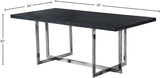 Elle Chrome Dining Table - Modern Black Charcoal MDF Top, Stylish 2" Thick Design for Dining Elegance