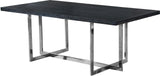 Elle Chrome Dining Table - Modern Black Charcoal MDF Top, Stylish 2" Thick Design for Dining Elegance