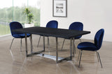 Elle Chrome Dining Table - Modern Black Charcoal MDF Top, Stylish 2" Thick Design for Dining Elegance