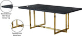 Elle Gold Contemporary Dining Table with Black Charcoal MDF Top - Stylish, Spacious, Chic Design