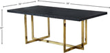 Elle Gold Contemporary Dining Table with Black Charcoal MDF Top - Stylish, Spacious, Chic Design