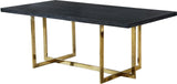 Elle Gold Contemporary Dining Table with Black Charcoal MDF Top - Stylish, Spacious, Chic Design