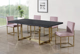 Elle Gold Contemporary Dining Table with Black Charcoal MDF Top - Stylish, Spacious, Chic Design