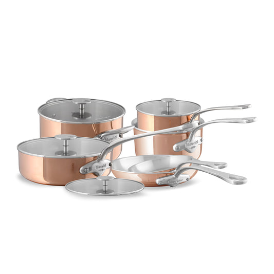 Mauviel M'TRIPLY S 10-Piece Cookware Set With Cast Stainless Steel Handles