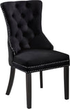Nikki Plush Upholstered Contemporary Dining Chair Set - Stylish Chrome Nailheads and Espresso Legs