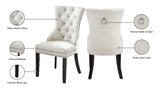 Nikki Plush Upholstered Contemporary Dining Chair Set - Stylish Chrome Nailheads and Espresso Legs