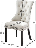 Nikki Plush Upholstered Contemporary Dining Chair Set - Stylish Chrome Nailheads and Espresso Legs