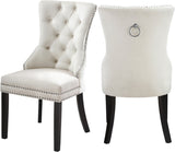 Nikki Plush Upholstered Contemporary Dining Chair Set - Stylish Chrome Nailheads and Espresso Legs