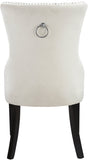 Nikki Plush Upholstered Contemporary Dining Chair Set - Stylish Chrome Nailheads and Espresso Legs
