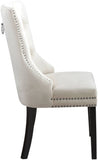 Nikki Plush Upholstered Contemporary Dining Chair Set - Stylish Chrome Nailheads and Espresso Legs