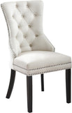 Nikki Plush Upholstered Contemporary Dining Chair Set - Stylish Chrome Nailheads and Espresso Legs