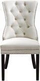 Nikki Plush Upholstered Contemporary Dining Chair Set - Stylish Chrome Nailheads and Espresso Legs