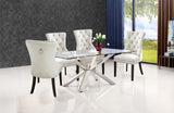 Nikki Plush Upholstered Contemporary Dining Chair Set - Stylish Chrome Nailheads and Espresso Legs