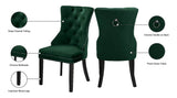 Nikki Plush Upholstered Contemporary Dining Chair Set - Stylish Chrome Nailheads and Espresso Legs