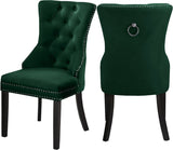 Nikki Plush Upholstered Contemporary Dining Chair Set - Stylish Chrome Nailheads and Espresso Legs