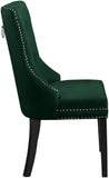 Nikki Plush Upholstered Contemporary Dining Chair Set - Stylish Chrome Nailheads and Espresso Legs