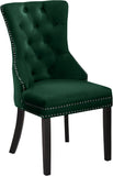 Nikki Plush Upholstered Contemporary Dining Chair Set - Stylish Chrome Nailheads and Espresso Legs