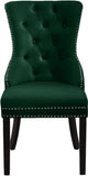 Nikki Plush Upholstered Contemporary Dining Chair Set - Stylish Chrome Nailheads and Espresso Legs
