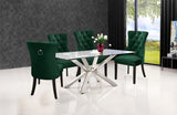 Nikki Plush Upholstered Contemporary Dining Chair Set - Stylish Chrome Nailheads and Espresso Legs