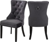 Nikki Plush Upholstered Contemporary Dining Chair Set - Stylish Chrome Nailheads and Espresso Legs