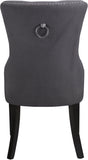 Nikki Plush Upholstered Contemporary Dining Chair Set - Stylish Chrome Nailheads and Espresso Legs