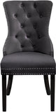 Nikki Plush Upholstered Contemporary Dining Chair Set - Stylish Chrome Nailheads and Espresso Legs