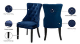 Nikki Plush Upholstered Contemporary Dining Chair Set - Stylish Chrome Nailheads and Espresso Legs