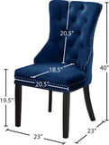 Nikki Plush Upholstered Contemporary Dining Chair Set - Stylish Chrome Nailheads and Espresso Legs