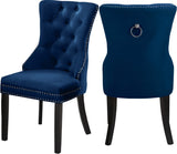 Nikki Plush Upholstered Contemporary Dining Chair Set - Stylish Chrome Nailheads and Espresso Legs