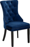 Nikki Plush Upholstered Contemporary Dining Chair Set - Stylish Chrome Nailheads and Espresso Legs