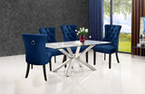 Nikki Plush Upholstered Contemporary Dining Chair Set - Stylish Chrome Nailheads and Espresso Legs
