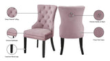 Nikki Plush Upholstered Contemporary Dining Chair Set - Stylish Chrome Nailheads and Espresso Legs
