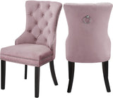 Nikki Plush Upholstered Contemporary Dining Chair Set - Stylish Chrome Nailheads and Espresso Legs