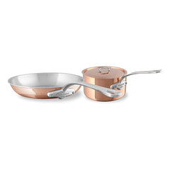 Mauviel M'TRIPLY S Polished Copper & Stainless Steel Sauce Pan With Lid 2.6-qt and Frying Pan 11.8-in Bundle