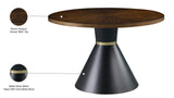 Sheridan Contemporary Dining Table with Elegant Ashburl Veneer Top & Matte Black Hourglass Base