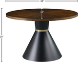 Sheridan Contemporary Dining Table with Elegant Ashburl Veneer Top & Matte Black Hourglass Base
