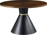 Sheridan Contemporary Dining Table with Elegant Ashburl Veneer Top & Matte Black Hourglass Base