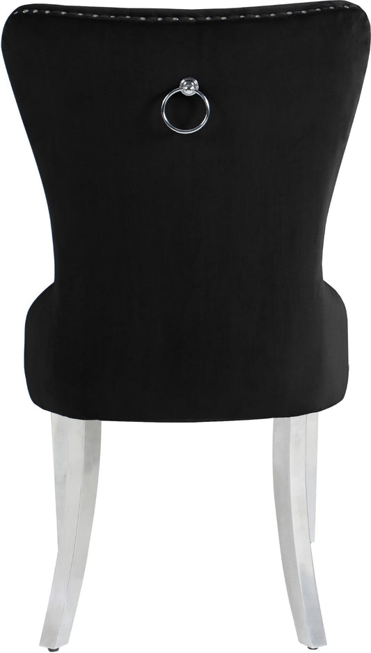 Carmen Contemporary Dining Chair Set - Luxurious Upholstery, Stylish Chrome Legs & Tufted Design