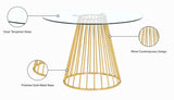 Gio Round Tempered Glass Dining Table with Polished Gold Base - Chic Contemporary Design, 48"