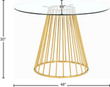 Gio Round Tempered Glass Dining Table with Polished Gold Base - Chic Contemporary Design, 48"