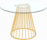 Gio Round Tempered Glass Dining Table with Polished Gold Base - Chic Contemporary Design, 48"