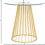 Gio Contemporary Counter Height Table - Chic Round Tempered Glass with Polished Gold Base, 40"