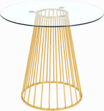 Gio Contemporary Counter Height Table - Chic Round Tempered Glass with Polished Gold Base, 40"